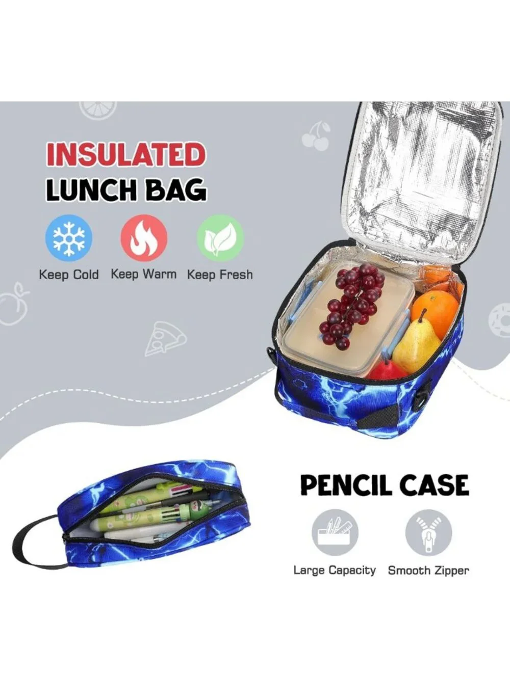 Cool Luminous Shark Backpack Set for Boys with Lunch Box - 4PCS Stylish School